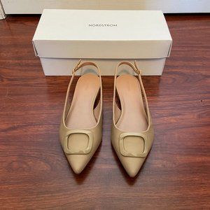 Nordstrom Becca Pointed Toe Slingback Flat (Tan, Size 8.5)